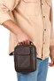 Men's Leather Covered Shoulder and Hand Bag (17X22Cm) - Brown - 5