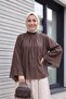 Hakim Yaka Spanish Sleeve Lined Voile Blouse -Brown