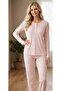 Women's Long Sleeve Lace Detailed Pajama Set Red – Comfortable Home Wear Set 89-142 - 2