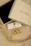 Gold Color Zircon Stone Oval Plate Dangle 3-Piece Hoop Earring Set - 3