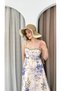 Women's Straps Floral Tie-Detail Lined Linen Look Floral Maxi Dress - 7