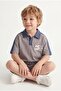 Boy's Printed Short Sleeve Shorts 2-Piece Set M00831 Gray - 4