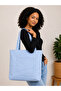 Light Blue Women's BAg - Zippered, HAnd And Shoulder BAg, Cloth FAbric, Custom MAde CreAtion - 4