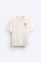 Crew Neck Move Ahead Written Kordinat Printed Oversize Beige Men's T-Shirt - 4