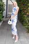 Blue Patterned Midi Length Women's Dress Mg2464 - 7