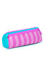 Kids Turquoise Pink Striped Three Compartment Pencil Bag 22087 - 3