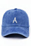 Letter a Cobalt Blue Embroidered Washable Vintage Unisex Hat