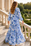 Patterned Hijab Dress Blue 585 - 3