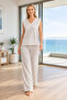 Women's Summer Zero Sleeve Jacquard Fabric Pajama Set |   Modern Comfortable Stylish Home Wear Set 08-142 - 3