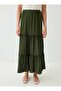 Gather Detailed Elastic Waist Skirt - Khaki - Benin - 3
