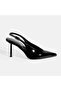 Women's Black Adjustable Stone Buckle Detailed Patent Leather Heeled Shoes - 2
