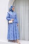 Baby Collar, Elastic Waist, Lace-Up, Embroidered, Lined, Linen Look Suit - Blue - 4