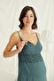 18522 Women's Green Maternity Pajamas Set with Nursing Features