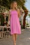 Women's Light Pink Straps Gipe Elastic Mini Dress on the Chest with Lacing Arm-25Y 001047