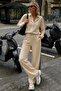 Beige Long Sleeve 100% Cotton Muslim Shirt Set Sh365 - 3