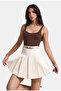 Women's Off-White W5 Belted Pleated Organic Cotton Fabric Mini Skirt with Shorts Inside - 2