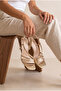 Women's Thin Heel Gold Buckle Detailed Elegant Shoes