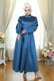 Pearl Satin Evening Dress Indigo 19121