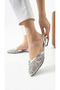 Mesh Lace Embroidered Low Heel Jurdan Bottom Back Elastic Detail Pointed Toe Women's Shoes - 8