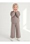 Stone Printed 2-5 Years Old Tracksuit Set - Beige