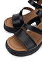 Women's Genuine Leather Black Leather Heeled Sandals - 3