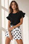 Women's Black Ruffled Sleeve Camisole T-Shirt TSH-19000417