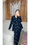 Hijab Boneli Black Color Heart Patterned Long Sleeve Wide Fit Maternity Pajama Set