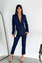 Navy Blue Double-Breasted Blazer Jacket Carrot Trousers Suit