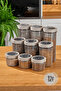 9-Piece Linea Round Storage Container Set 3X(0.50 Liter, 1.1 Liter, 1.70 Liter) Anthracite