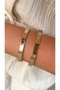Women's Gold Color 2-Piece Handcuff Bracelet Set - 2