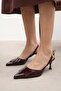 Josephine Genuine Patent Burgundy Backless Women's Heeled Shoes