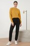 Women's Black Waist-Tie Elastic Cuffed Sweatpants