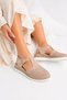 Ofi Women's Sandals with Anatomic Sole and Buckle, Daily Soft Genuine Leather Suede C326-Beige
