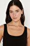 Women's Black Premium Cotton Ribbed Look Athlete Bodysuit Soft Textured Flexible Slim Fit Crew Neck - 8