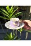 Set of 6 Porcelain Coffee Cups Bird Purple - 2