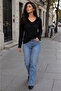 Women's V-Neck Casual Combed Cotton Blouse Black - 3
