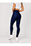 Navy Blue Women's Geometry Patterned Diving Fabric Leggings – High Waist, Tummy Control - 2
