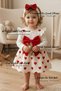 Baby Girl Heart Patterned Dress – Stylish Set with Red Bow and Bandana