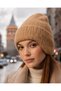 Hat Beanie with Ear Cover Women's Milky Brown Caramel Winter Soft Texture Valentine's Day - 2