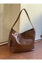 Large Size Women's Shoulder Bag with Ring Belt Detail - 2
