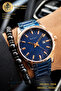 Original Watch Bracelet Gift Navy Blue Rose Copper Men's Wristwatch with Calendar
