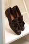Genuine Leather Women's Adeen Bitter Brown Pompom Handmade Ballerinas - 5