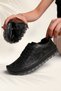 Genuine Leather Black Women's Sneaker – Breathable Lightweight Casual Sports Shoes - 3