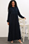 1627 Collar Lace-Up Hijab Dress - C.Navy Blue - 4