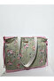 Green Baby Care Bag, Lunchbag, Floral Patterned Women's Bag 100% Cotton - 3