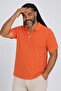 Men's Large Size Polo Collar T-Shirt Square 24452 Orange - 2