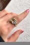 Double Color Series Zircon Stone Knot Design Gold Silver Adjustable Women's Steel Ring Non-Tarnish - 5