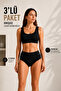 3 Pack Women's Seamless Panties Laser Cut High Waist Black Underwear - 2