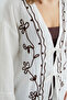 Embroidered Front Lace-Up Linen Look Kimono - 7