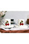 2 Person White Porcelain Phenomenon Cherry Coffee Cup Set Presentation Cup - 3